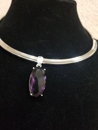 Amethyst Pendant with Sterling Silver Collar 202//269